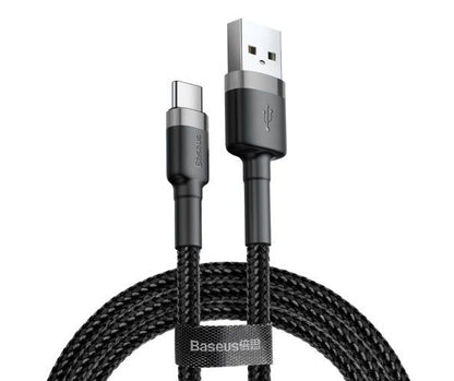 Кабел за пренос на данни и зареждане USB-A - USB-C Baseus Cafule, 18W, 2 m, сив CATKLF-CG1