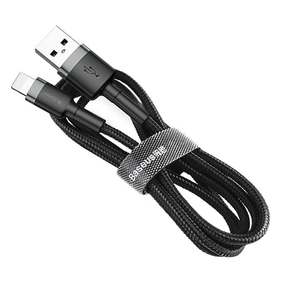 Кабел за пренос на данни и зареждане USB-A - Lightning Baseus Cafule, 18 W, 1 м, сив CALKLF-BG1