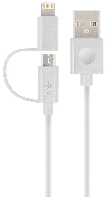 Forever MFi 2in1 USB-A - Lightning / microUSB Forever MFi 2in1, 18W, 1m, бял