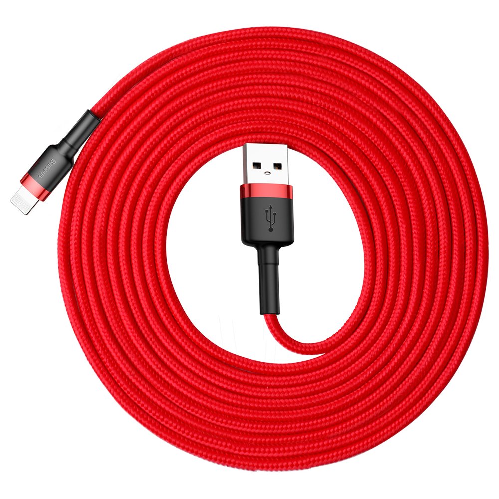 Кабел за данни и зареждане USB-A - Lightning Baseus Cafule, 18W, 3m, Червен CALKLF-R09