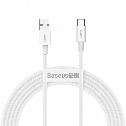 Кабел за данни и зареждане USB-A - USB-C Baseus Superior Series, 66W, 2 m, бял CATYS-A02