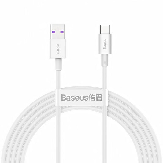 Кабел за данни и зареждане USB-A - USB-C Baseus Superior Series, 66W, 2 m, бял CATYS-A02