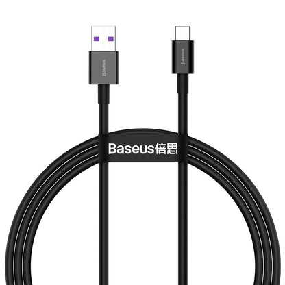 Кабел за пренос на данни и зареждане Baseus Superior от USB-A към USB-C, 66 W, 2 m, черен CATYS-A01