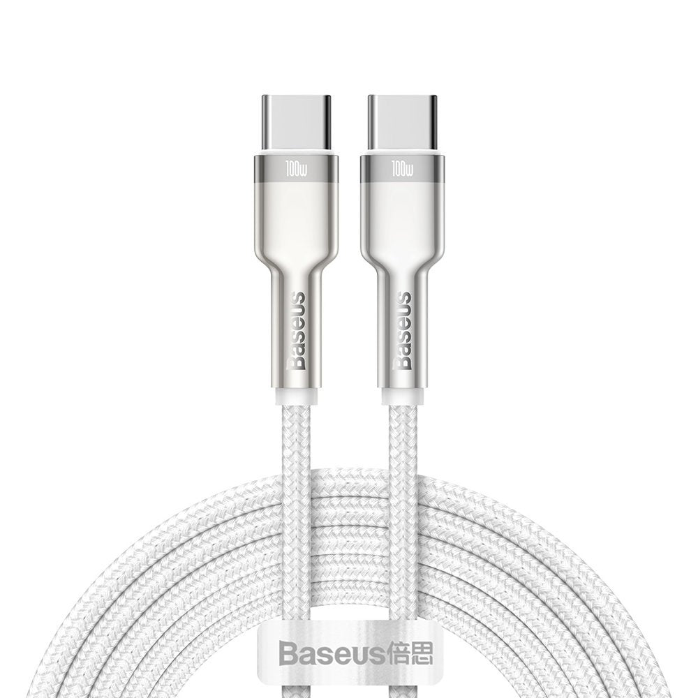 USB-C кабел за данни и зареждане - USB-C Baseus Cafule, 100W, 2m, бял CATJK-D02 