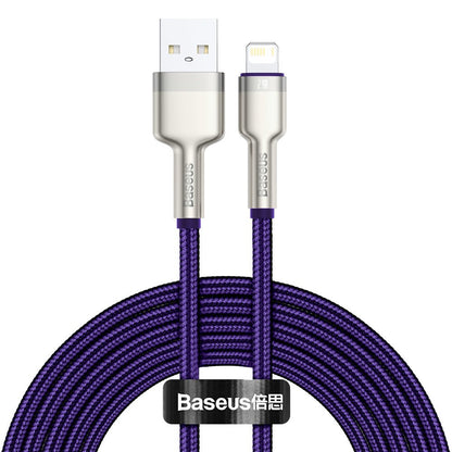 Кабел за данни и зареждане USB-A - Lightning Baseus Cafule Metal Series, 18W, 2m, Лилав CALJK-B05