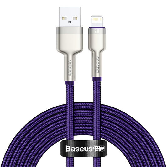 Кабел за данни и зареждане USB-A - Lightning Baseus Cafule Metal Series, 18W, 2m, Лилав CALJK-B05