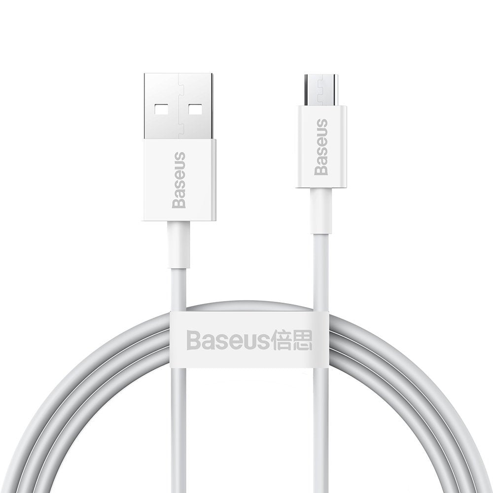 Кабел за данни и зареждане USB-A - microUSB Baseus Superior Series, 18W, 2m, Бял CAMYS-A02