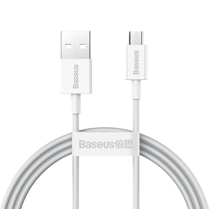 Кабел за данни и зареждане USB-A - microUSB Baseus Superior Series, 18W, 2m, Бял CAMYS-A02
