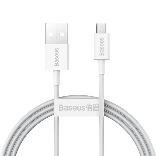 Кабел за данни и зареждане USB-A - microUSB Baseus Superior Series, 18W, 1m, бял CAMYS-02