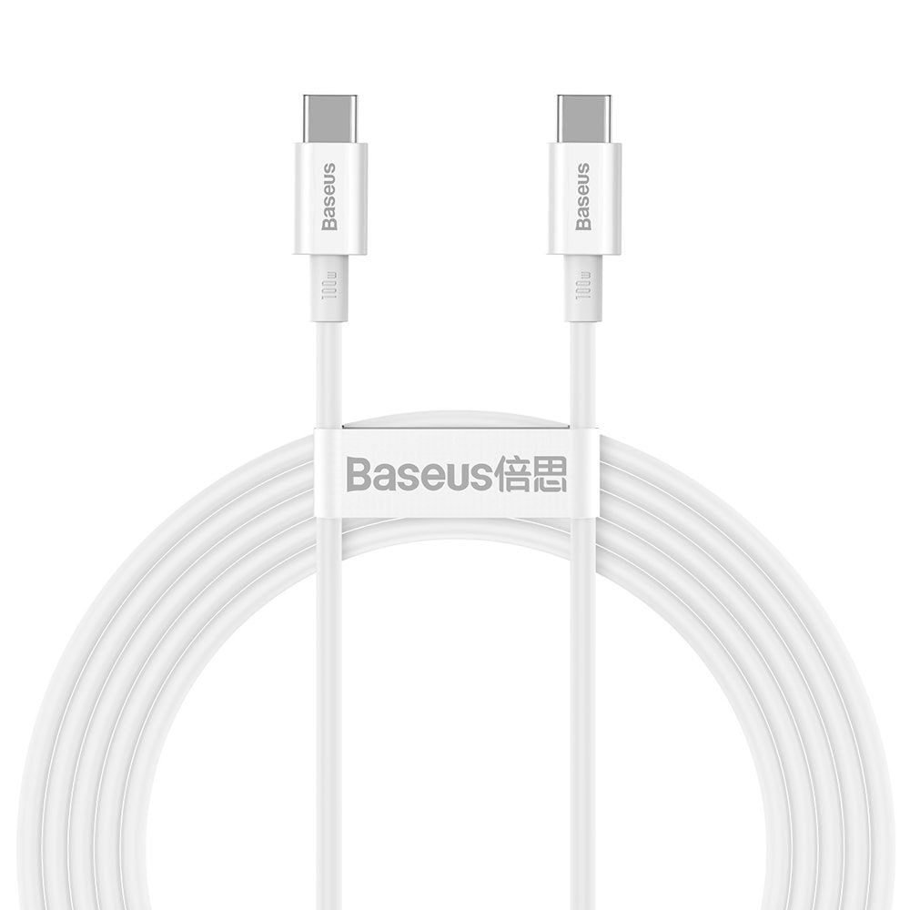 USB-C кабел за данни и зареждане - USB-C Baseus Superior Series, 100W, 2m, бял CATYS-C02