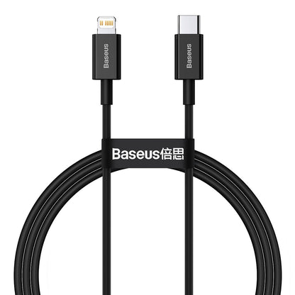 Кабел за данни и зареждане USB-C - Lightning Baseus Superior Series, 20W, 1m, черен CATLYS-A01