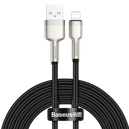 Кабел за данни и зареждане USB-A - Lightning Baseus Cafule Metal Series, 18W, 2m, Черен CALJK-B01