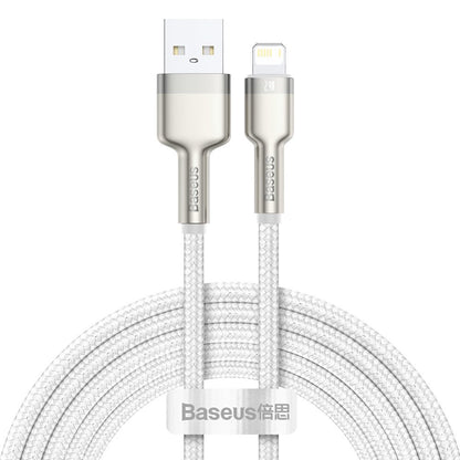 Кабел за данни и зареждане USB-A - Lightning Baseus Cafule Metal Series, 18W, 2m, Бял CALJK-B02