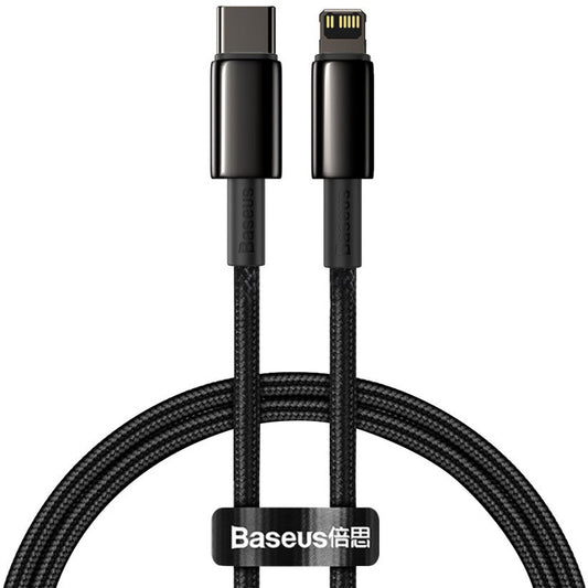 Кабел за данни и зареждане USB-C - Lightning Baseus Tungsten Tungsten Gold, 20W, 1m, черен CATLWJ-01 CATLWJ-01