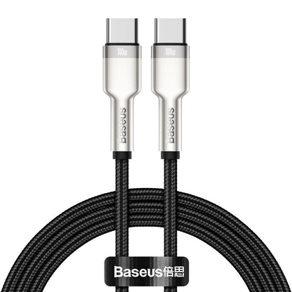 USB-C кабел за данни и зареждане - USB-C Baseus Cafule Metal Series, 100W, 1m, черен CATJK-C01