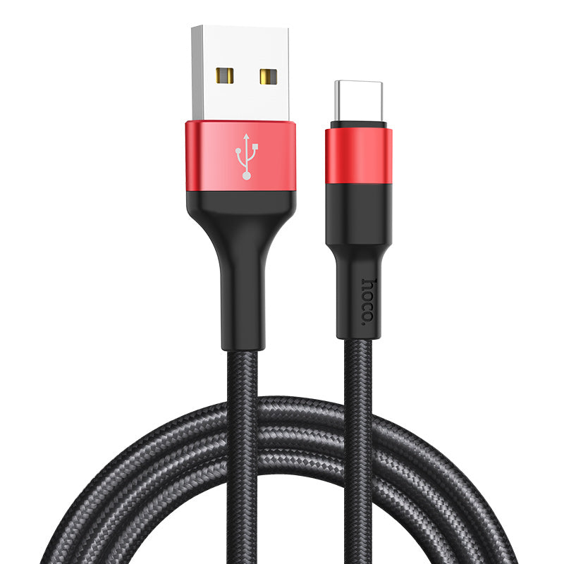 Кабел за данни и зареждане USB-A - USB-C HOCO X26 Xpress, 18W, 1m, Черно Червен