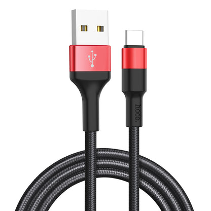 Кабел за данни и зареждане USB-A - USB-C HOCO X26 Xpress, 18W, 1m, Черно Червен
