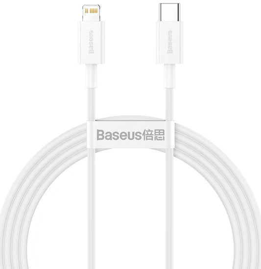 Кабел за пренос на данни и зареждане USB-C - Lightning Baseus Superior Series, 20W, 1,5 м, бял CATLYS-B02 