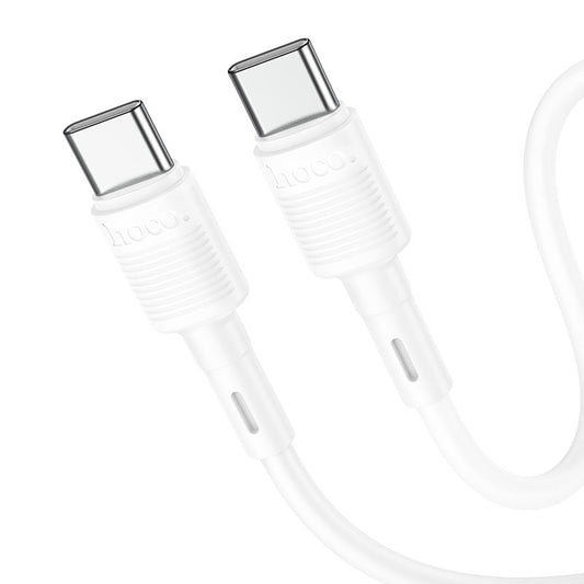 Кабел за данни и зареждане USB-C - USB-C HOCO X83 Victory, 60W, 1m, Бял
