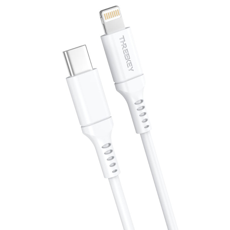 Кабел за данни и зареждане USB-C - Lightning XO Design TK04, 20W, 1 м, бял