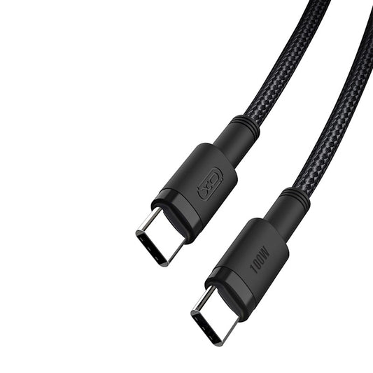 USB-C кабел за данни и зареждане - USB-C XO Design USB-C NB-Q199, 100W, 1,5 м, черен 