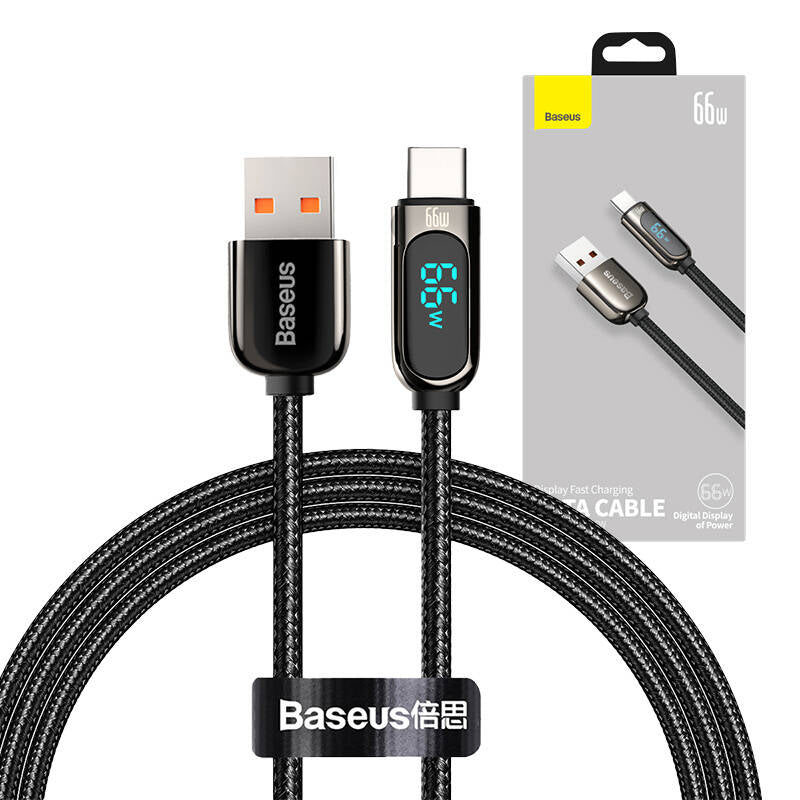 Кабел за данни и зареждане USB-A - USB-C Baseus Display Fast Charging, 66W, 1 м, черен CASX020001 CASX020001 