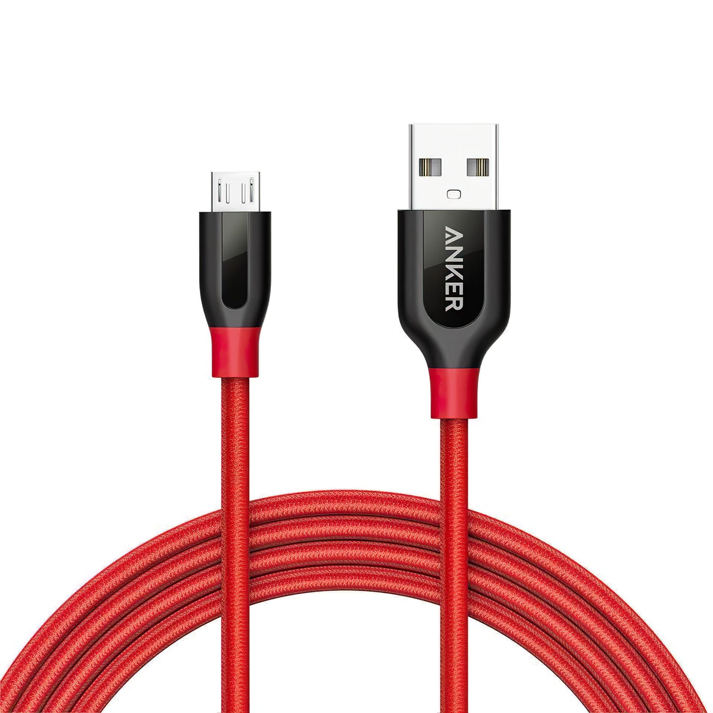 Кабел за данни и зареждане USB-A - microUSB Anker PowerLine+, 18W, 1,8 м, червен A8143091 