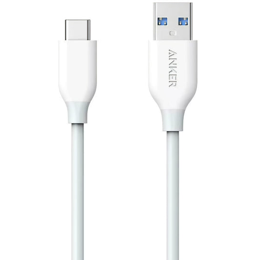 Кабел за пренос на данни и зареждане от USB-A към USB-C Anker PowerLine, 18 W, 0,9 м, бял A8163021