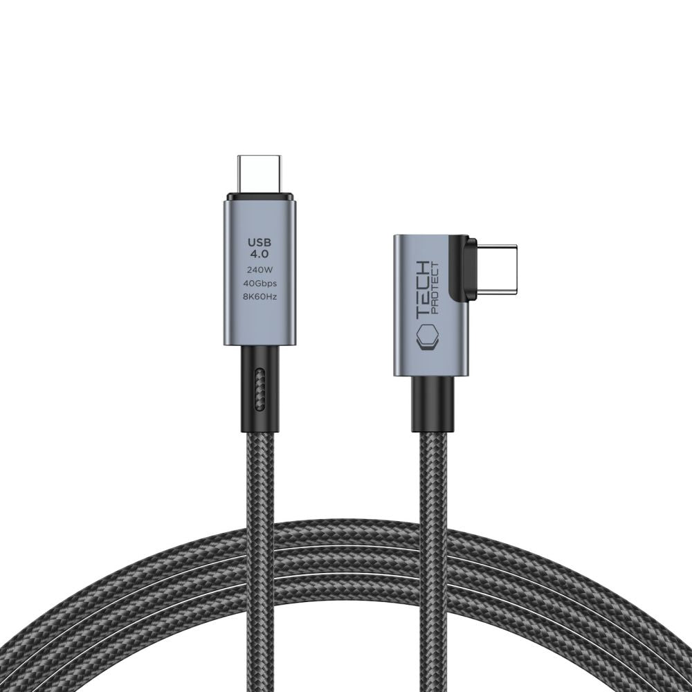 USB-C кабел за данни и зареждане - USB-C Tech-Protect Ultraboost Max L, 240W, 1,5 м, сив 