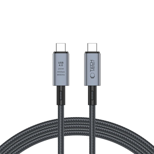 Кабел за данни и зареждане USB-C - USB-C Tech-Protect Ultraboost Max, 240W, 2 м, сив 