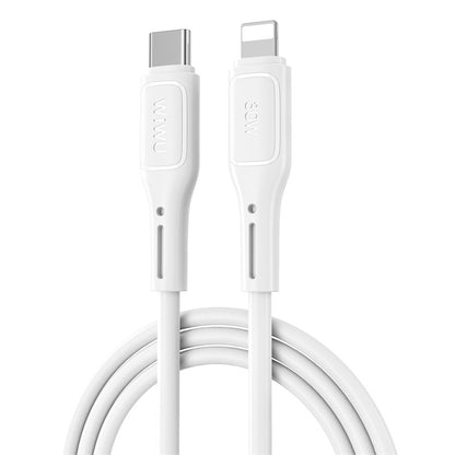 Кабел за данни и зареждане USB-C - Lightning WiWu Wi-C043E Starlink, 30W, 1m, бял 