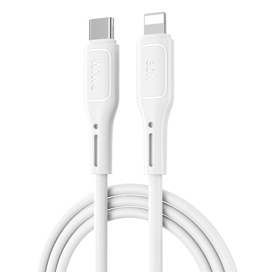 Кабел за данни и зареждане USB-C - Lightning WiWu Wi-C043E Starlink, 30W, 1m, бял 