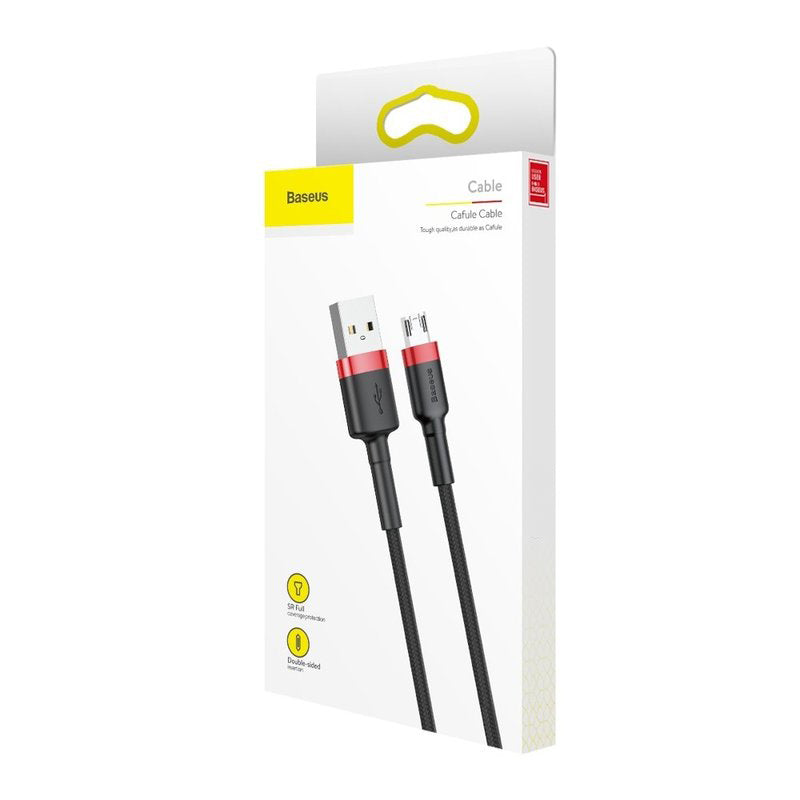 Кабел за данни и зареждане USB-A - microUSB Baseus Cafule, 18W, 2m, Червен