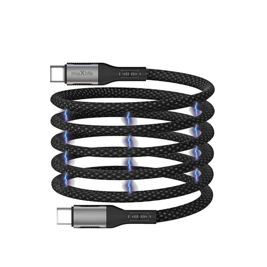 Кабел за данни и зареждане USB-C - USB-C MaXlife MXUC-11 Magnetic, 100W, 1m, Черен