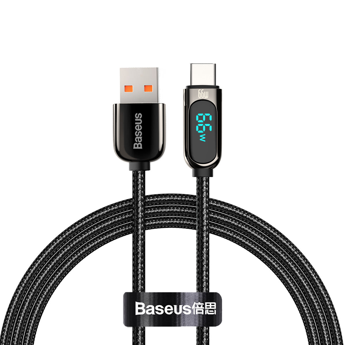 Кабел за данни и зареждане USB-A - USB-C Baseus Display, 66W, 2m, черен CASX020101