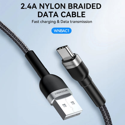 USB-A to USB-C Data and Charging Cable WZK WNBAC1, 20W, 1m, Black