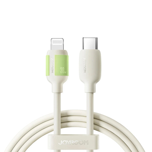 Кабел за данни и зареждане USB-C - Lightning Joyroom S-A53, 30W, 1.2m, Бежов