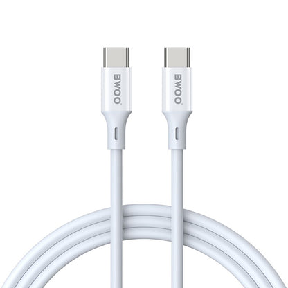 Кабел за данни и зареждане USB-C - USB-C BWOO X282, 60W, 1m, Бял