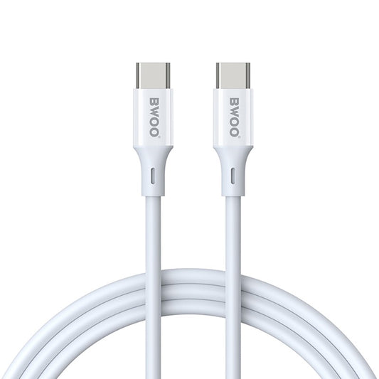 Кабел за данни и зареждане USB-C - USB-C BWOO X282, 60W, 1m, Бял