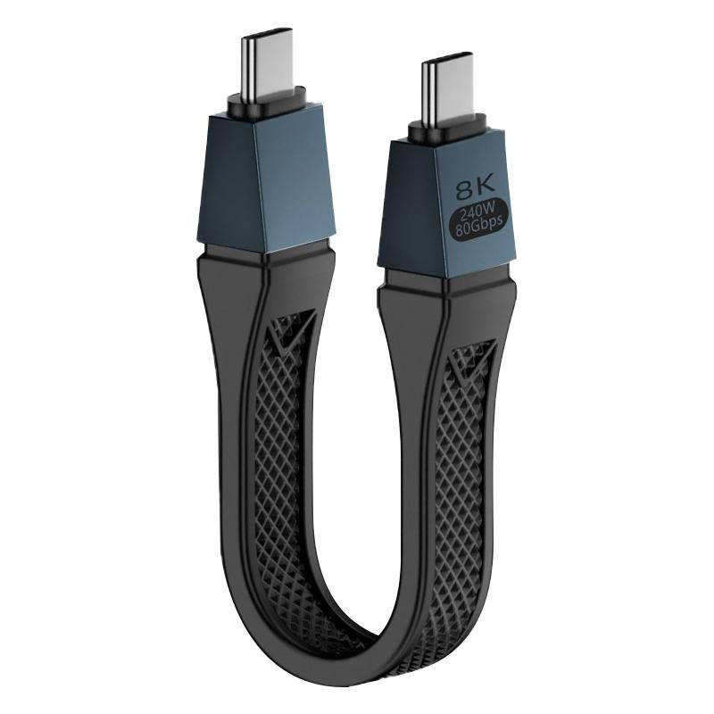 Кабел за данни и зареждане USB-C - USB-C OEM 8K видео, 240W, 0.13m, Черен
