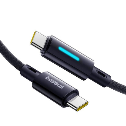Кабел за данни и зареждане USB-C - USB-C Baseus Lit Button Control, 100W, 2m, Черен P10379000121-01