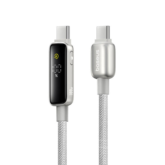 Кабел за данни и зареждане USB-C - USB-C Baseus Vipow Display, 100W, 1m, Сив P10381802851-00