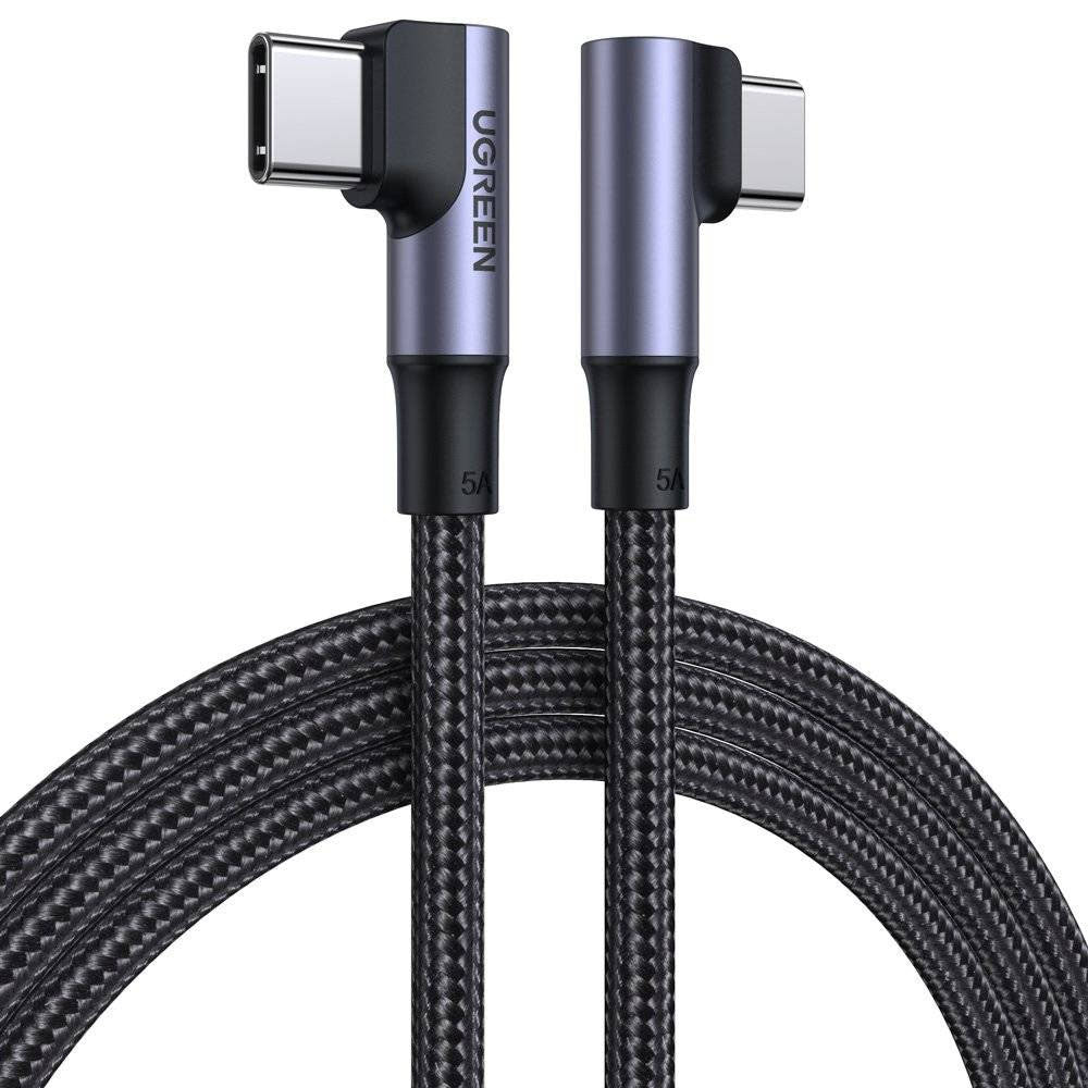 Кабел за данни и зареждане USB-C - USB-C UGREEN US335 Angled, 100W, 2m, Черен