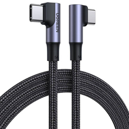Кабел за данни и зареждане USB-C - USB-C UGREEN US335 Angled, 100W, 2m, Черен