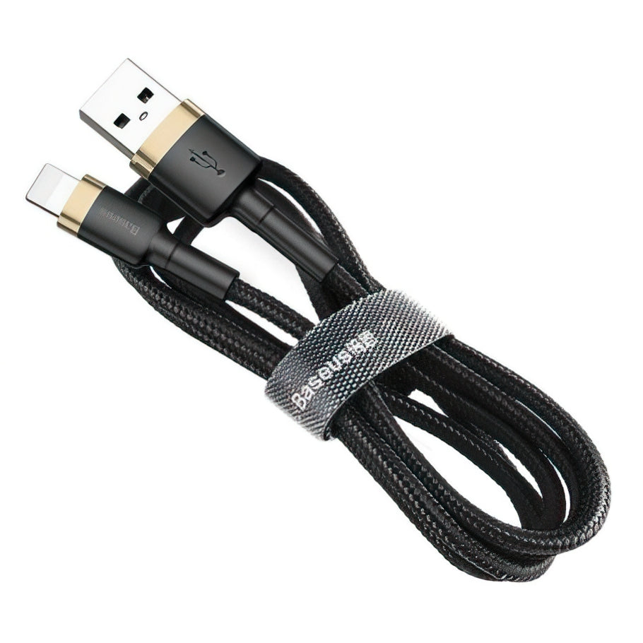 Кабел за данни и зареждане USB-A - Lightning Baseus Cafule, 18W, 3m, Златист CALKLF-RV1