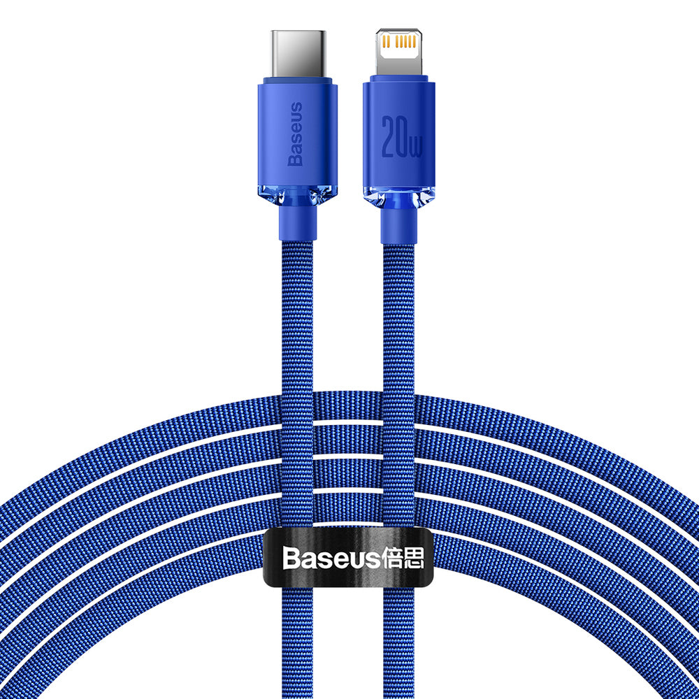 Кабел за данни и зареждане USB-C - Lightning Baseus Crystal Shine Series, 20W, 1.2m, Син CAJY000203