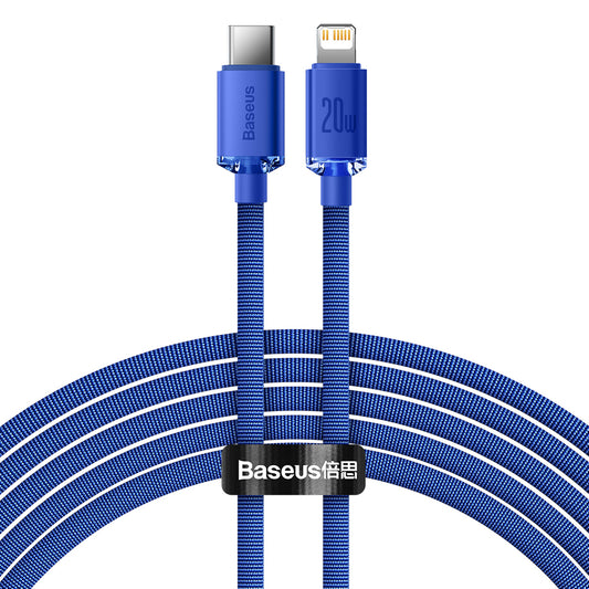 Кабел за данни и зареждане USB-C - Lightning Baseus Crystal Shine Series, 20W, 1.2m, Син CAJY000203
