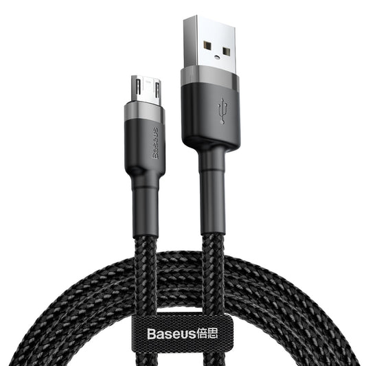 Кабел за данни и зареждане USB-A - microUSB Baseus Cafule, 18W, 2m, Сив CAMKLF-CG1
