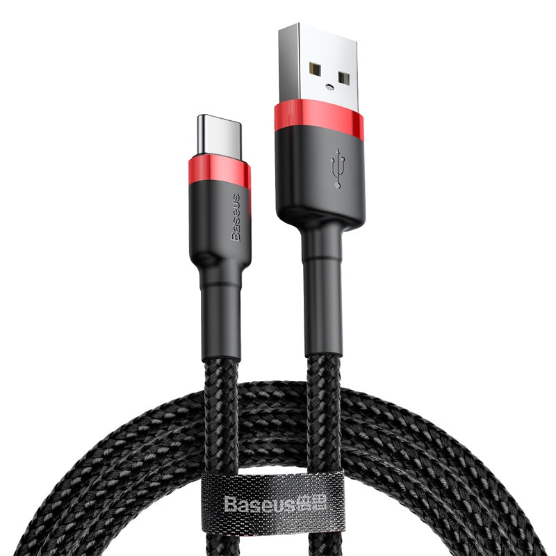 Кабел за данни и зареждане USB-A - USB-C Baseus Cafule, 18W, 3m, Червен CATKLF-U91