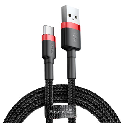 Кабел за данни и зареждане USB-A - USB-C Baseus Cafule, 18W, 3m, Червен CATKLF-U91